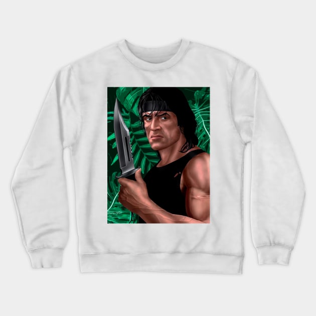 First Blood Rambo Crewneck Sweatshirt by PjesusArt